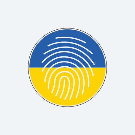 Ukrainian identity blue and yellow fingerprint. Im ukrainian. Stop war. Stock vector illustration isolated on white background.のイラスト素材
