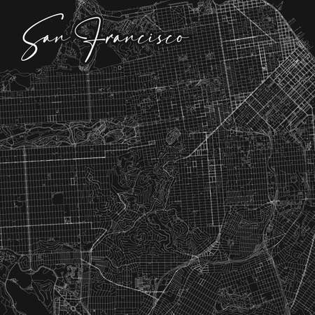 San Francisco, California USA streets vector map. Stock vector illustration isolated