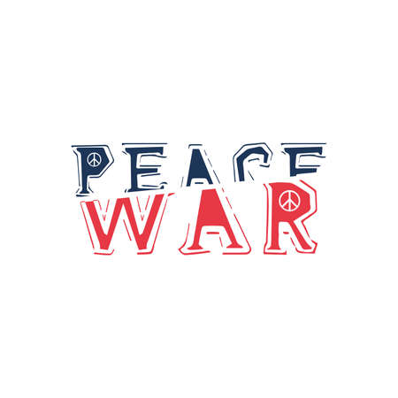 Peace war lettering. Typography design for no war. Caligraphy word inscription. Stock vector illustration isolated on white background.のイラスト素材