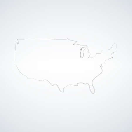 Black thin hand drawn line usa icon, concept of america outline. Stock vector illustration isolated on white background.のイラスト素材