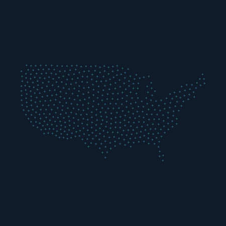 United States of America map from futuristic crosses. Stock vector illustration isolated on white background.のイラスト素材