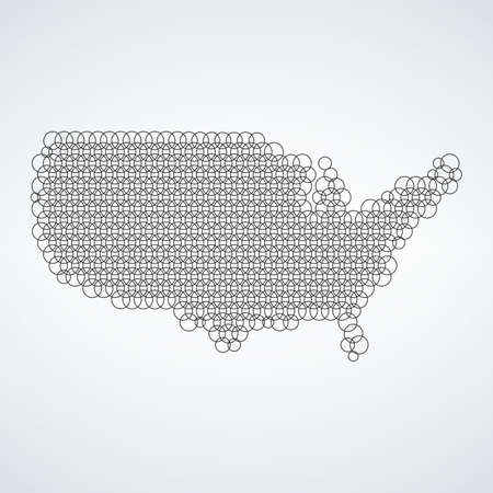 USA circle map. Concept for networking, technology and connections. America made out of circles. Stock vector illustration isolated on white background.のイラスト素材