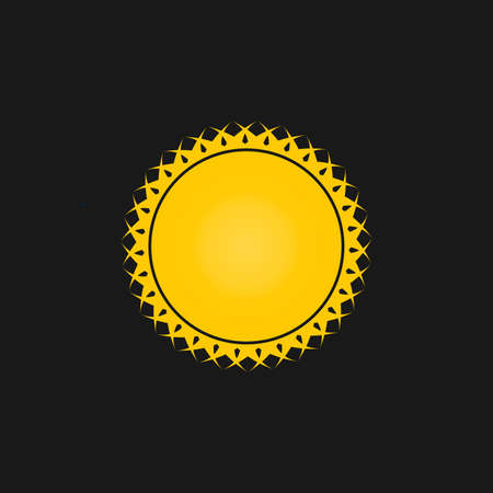 Simple sun vector icon. Summer icon, small rays. Stock vector illustration isolated on black background.のイラスト素材