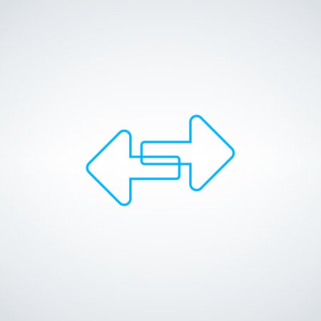 Two arrows in opposite direction in linear style, left-right sign. Stock vector illustration isolatedのイラスト素材