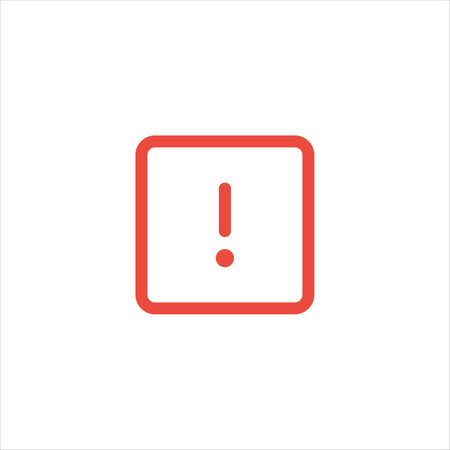 Square Attention red sign with exclamation mark symbol. danger alert caution icon. Error message symbol. Stock vector illustration isolated on white background.のイラスト素材