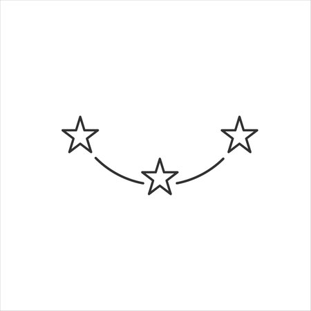 Three linear score stars in circle. linear icon. three stars. Vector illustration isolated on transparent background.のイラスト素材