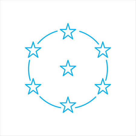 Stars in circle round ornament. Stock vector illustration isolated on white background.のイラスト素材