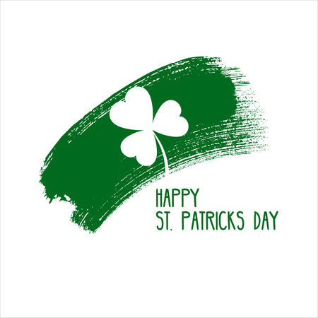 Happy St. Patricks day trefoil in grunge style, Stock vector illustration isolated on white background.のイラスト素材