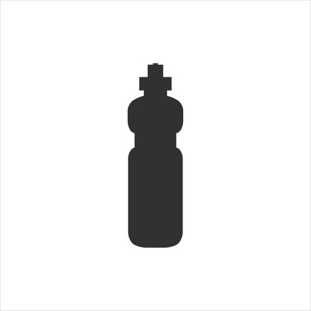 Water bottle silhouette, Vector Silhouettes of Black Plastic Bottle. Stock vector illustration isolated on white background.のイラスト素材