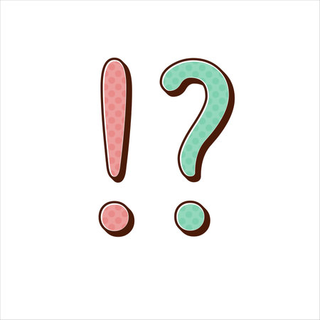 Comic cartoon question mark and exclamation point, retro halftone style, faq symbol. Stock vector illustration isolated on white background.のイラスト素材