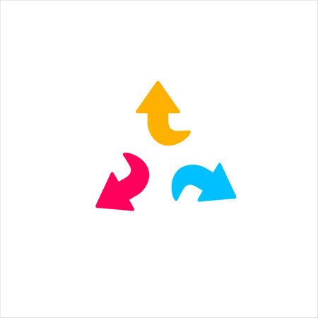 3 way decision opportunity option arrow. Three way direction path choice sign. Stock vector illustration isolated on white background.のイラスト素材