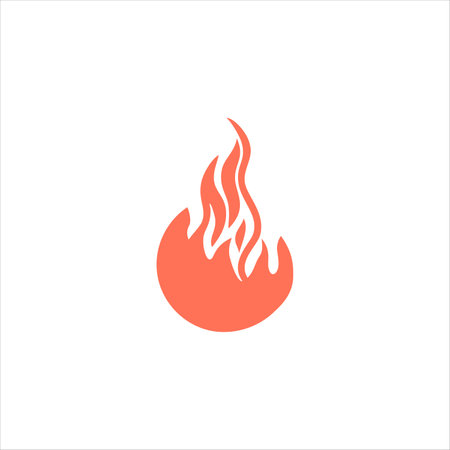 Fire, flame. Red flame icon. Hot surface, campfire, flammable symbol. Stock vector illustration isolated on white background.のイラスト素材