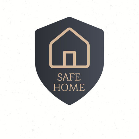 Home Shield Logo Template Design. House residential protection. Home defense. building defender.のイラスト素材