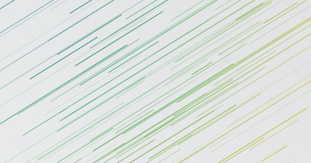 Abstract diagonal lines in green and yellow on a light background.