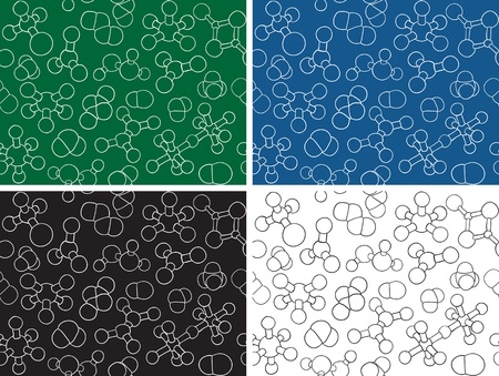Chemistry background - seamless pattern molecule models, hand-drawn illustrationのイラスト素材