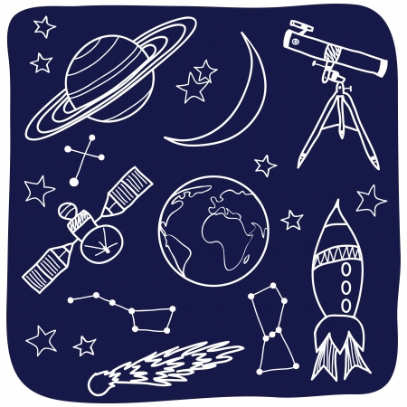 Drawing of astronomical objects - hand-drawn illustrationのイラスト素材