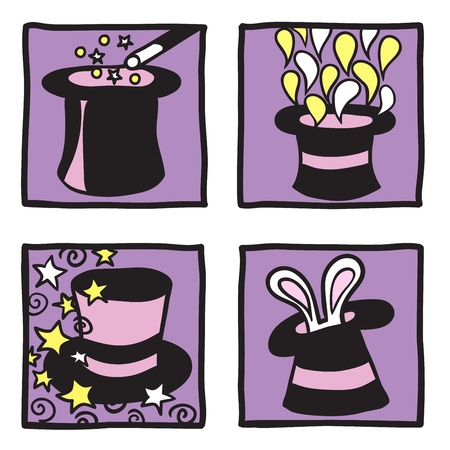 Magic hats collection - hand drawn illustrationsのイラスト素材