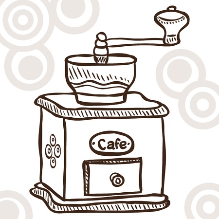 Illustration of retro coffee mill - doodle styleのイラスト素材