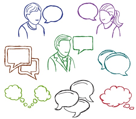 Speech and communication icons - doodle style illustrationのイラスト素材