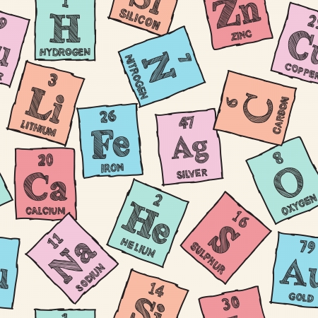 Chemical elements - periodic table - seamless pattern backgroundのイラスト素材