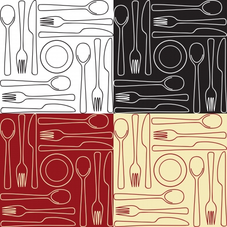 Kitchen and cooking utensils and cutlery - seamless patternのイラスト素材