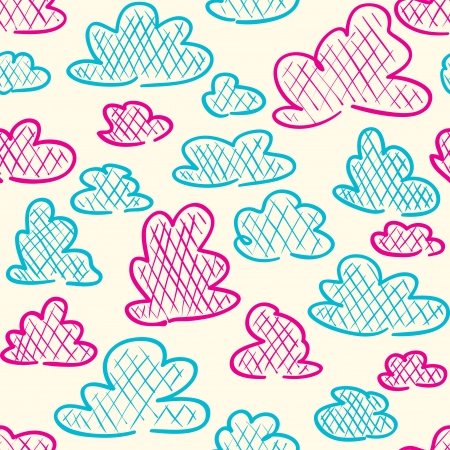 Illustration of hand drawn clouds, seamless pattern backgroundのイラスト素材