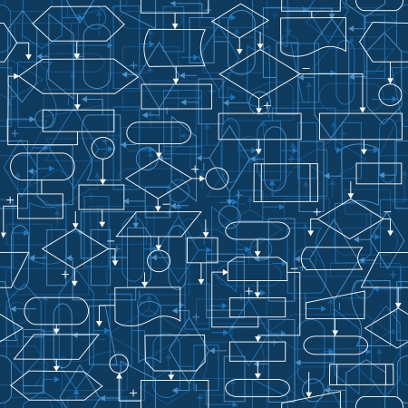 Illustration of flowchart diagrams, seamless pattern backgroundのイラスト素材