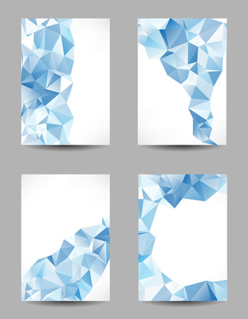 Set of templates with abstract geometrical blue trianglesのイラスト素材