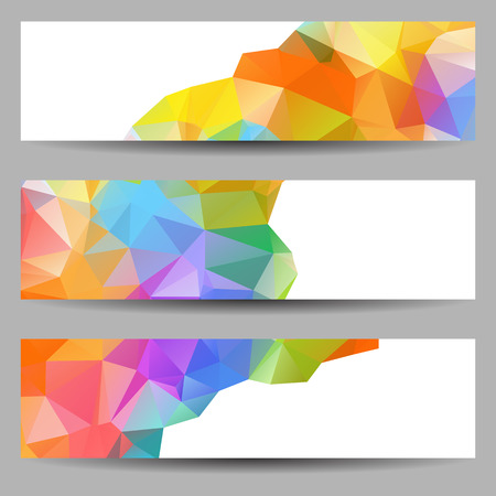 Set of banners with abstract multicolored geometrical trianglesのイラスト素材