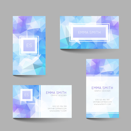 Set of business cards with abstract geometrical trianglesのイラスト素材