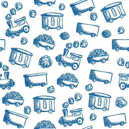 Illustration of train doodle style - seamless patternのイラスト素材