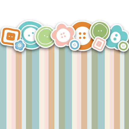 Sewing buttons on fabric background. Fashion illustration of buttons.のイラスト素材