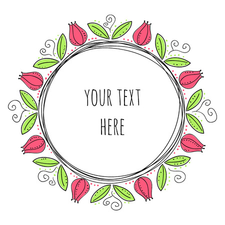 Floral design in circle. Flower wreath design. Round cute floral decoration seamless pattern.のイラスト素材