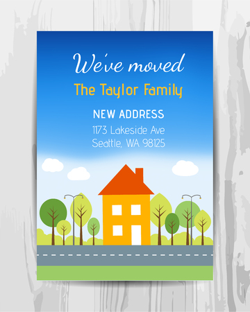 Welcome party invitation card. New home party flyer. Vector template.のイラスト素材