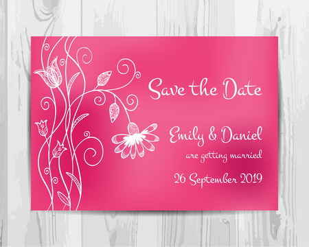 Save the date invitation card. Valentine party flyer. Vector template.のイラスト素材