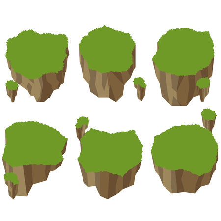 Floating islands isolated on white backgroundのイラスト素材