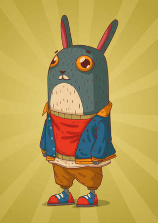 A hare boy in fashionable clothes was thinking about somethingのイラスト素材