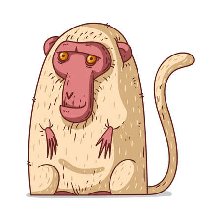 A Monkey, isolated vector kids illustration. Cute cartoon picture of a Japanese macaque. A monkey...