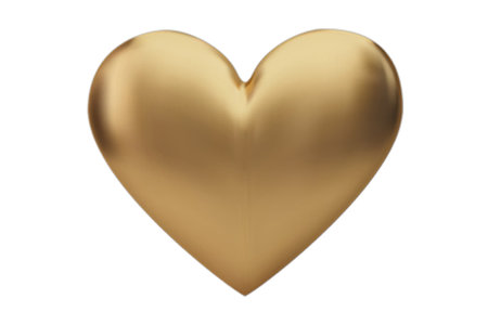 Gold heart shape isolated on white background. 3d rendering illustration.の写真素材