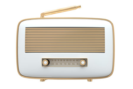 Retro radio isolated on white background. 3d render image.の写真素材
