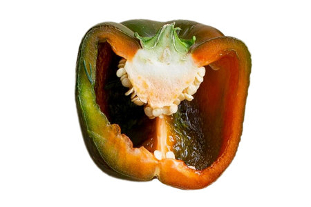 Half of bell pepper isolated on a white background. Close-up.の写真素材