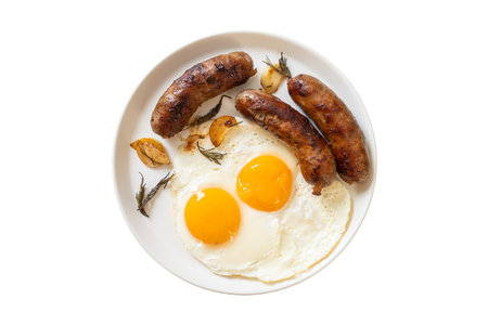 #3736 White plate with breakfast isolated on a transparent backgroundの写真素材