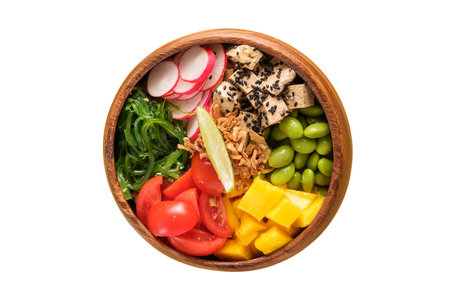 #5429 Brown bowl with mix vegetables isolated on a transparent backgroundの写真素材