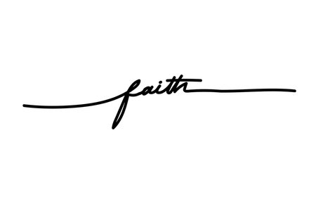 Faith. Hand drawn lettering. Ink illustration. Modern brush calligraphy. Isolated on white background.の写真素材