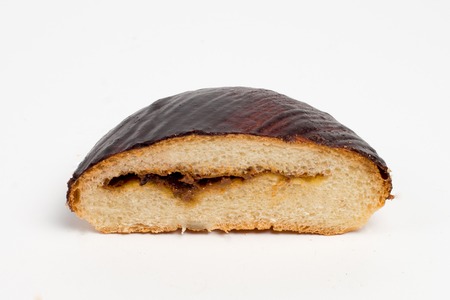 Swiss roll closeup isolated on a white background.の写真素材
