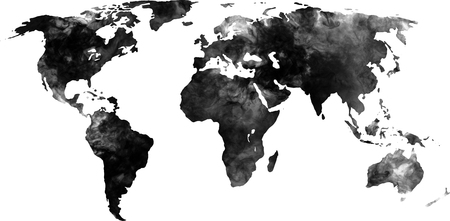 The world map looks in black smokeの写真素材