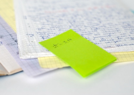 Crib on the sheets of lecturesの写真素材