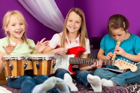 Children making musicの写真素材