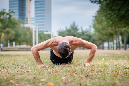 Man doing push-up as sport for better fitness