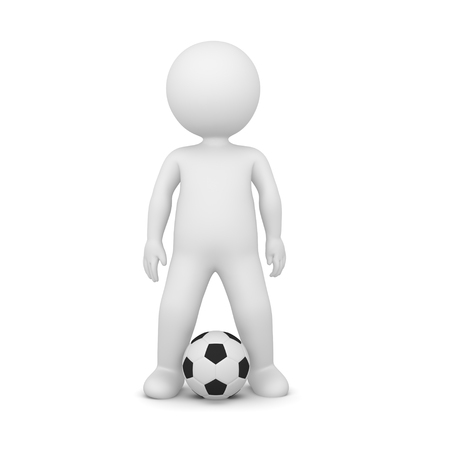 3D Rendering of a soccer player standing on white backgroundの写真素材